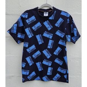 Billionaire Boys Club Mens T Shirt Large Blue All Over Logo Print Crew BBC Tee